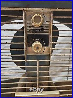 Vintage EMERSON ELECTRIC In/Out Hi/Lo HEAVY Metal Box Fan 3 Blade WORKS