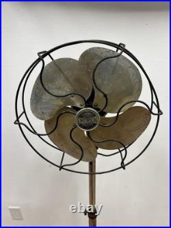 Vintage EMERSON FLOOR FAN pedestal standing industrial metal adjustable portable