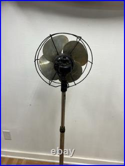 Vintage EMERSON FLOOR FAN pedestal standing industrial metal adjustable portable
