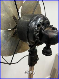 Vintage EMERSON FLOOR FAN pedestal standing industrial metal adjustable portable