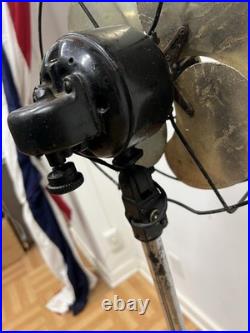 Vintage EMERSON FLOOR FAN pedestal standing industrial metal adjustable portable