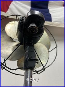 Vintage EMERSON FLOOR FAN pedestal standing industrial metal adjustable portable