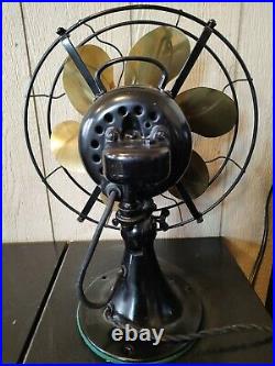 Vintage Emerson 71666 12 6 Blade Brass Oscillating Electric Fan Fully Restored