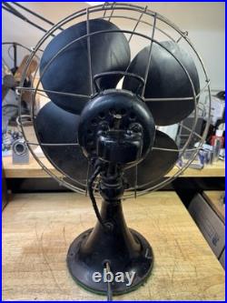Vintage Emerson 77648-AG 16 3-Speed Oscillating Desk Fan Circa 1937 Art Deco