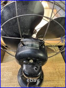 Vintage Emerson 77648-AG 16 3-Speed Oscillating Desk Fan Circa 1937 Art Deco