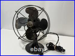 Vintage Emerson B Jr 8 Oscillating Black Cast Iron Metal Fan Antique