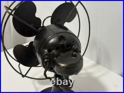 Vintage Emerson B Jr 8 Oscillating Black Cast Iron Metal Fan Antique