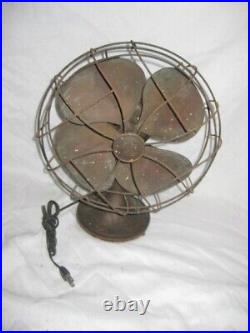 Vintage Emerson Brass Bladed 10 Oscillating Fan Unrestored Original Condition