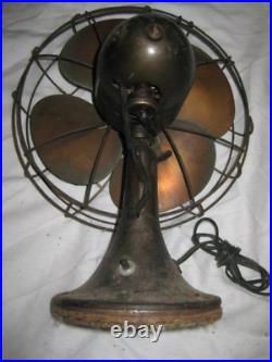 Vintage Emerson Brass Bladed 10 Oscillating Fan Unrestored Original Condition