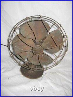 Vintage Emerson Brass Bladed 10 Oscillating Fan Unrestored Original Condition