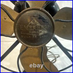 Vintage Emerson Desk Fan 1920-21 3 Speed Brass Blade USA Iron 12 Works