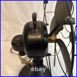 Vintage Emerson Desk Fan 1920-21 3 Speed Brass Blade USA Iron 12 Works