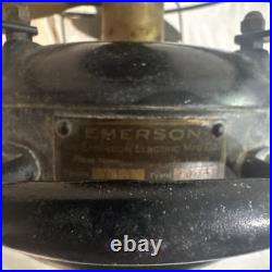Vintage Emerson Desk Fan 1920-21 3 Speed Brass Blade USA Iron 12 Works