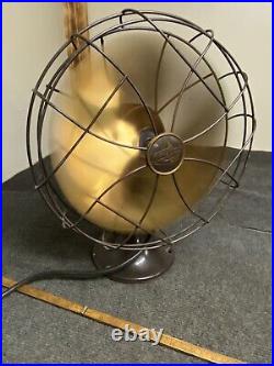 Vintage Emerson Electric 10 Brass Blade Fan Working Oscillating 6250-H