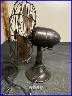 Vintage Emerson Electric 10 Brass Blade Fan Working Oscillating 6250-H