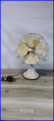 Vintage Emerson Electric 12 Metal Desk Table Fan 4 Blade Ivory Cream