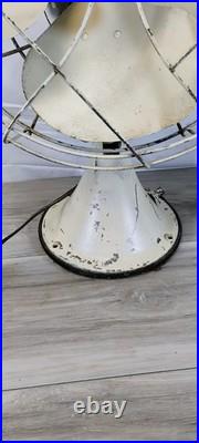 Vintage Emerson Electric 12 Metal Desk Table Fan 4 Blade Ivory Cream