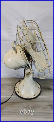 Vintage Emerson Electric 12 Metal Desk Table Fan 4 Blade Ivory Cream
