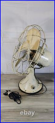 Vintage Emerson Electric 12 Metal Desk Table Fan 4 Blade Ivory Cream