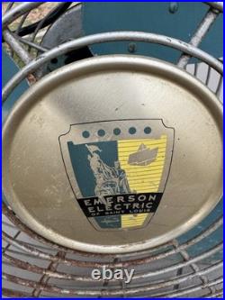 Vintage Emerson Electric Industrial Fan with New Cord & Original Switch Included