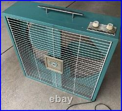 Vintage Emerson Electric Mid Century 20 Box Fan Aqua Two Way Works 746310AY