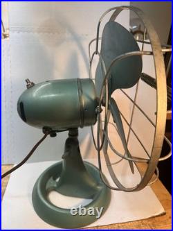 Vintage Emerson Junior 2650-L Oscillating Fan Green Art Deco Working See Video