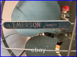 Vintage Emerson Junior 2650-L Oscillating Fan Green Art Deco Working See Video
