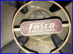 Vintage FASCO K124A ARCTIC AIRE Electric ALL METAL Blade Fan 17'' tall ART DECO