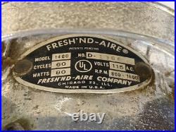 Vintage FRESH'ND AIRE Circulator Table Fan. Art Deco Style 3 Speeds. Model 1400