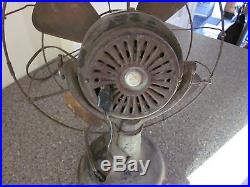 Vintage Fidelity Cast iron Trunion Electric Fan Brass Blades Cage Antique Motor