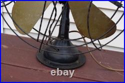 Vintage Fitzgerald Mfg Brass Blade Oscillating Fan Style 17 Works