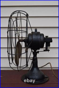 Vintage Fitzgerald Mfg Brass Blade Oscillating Fan Style 17 Works