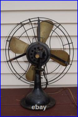 Vintage Fitzgerald Mfg Brass Blade Oscillating Fan Style 17 Works