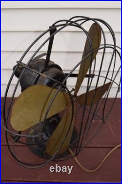 Vintage Fitzgerald Mfg Brass Blade Oscillating Fan Style 17 Works