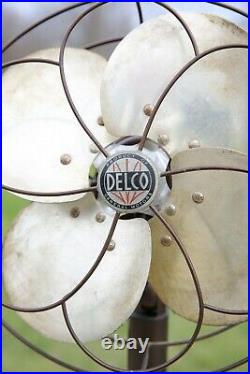 Vintage Floor Fan Delco General Motors Oscillating 10 Blades pedestal Art Deco