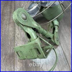 Vintage Fostoria Ohio Original Desk Fan Metal Mount Extend Art Deco Green 9