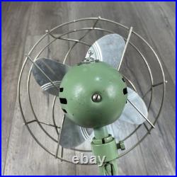 Vintage Fostoria Ohio Original Desk Fan Metal Mount Extend Art Deco Green 9
