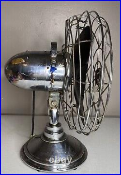 Vintage Fresh'nd Aire GE Chrome Deco Electric 2-Blade Fan Model 14 21 Works