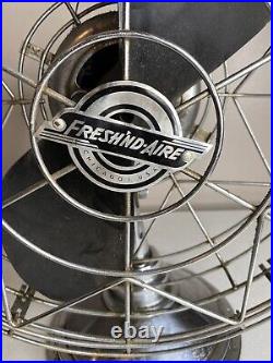 Vintage Fresh'nd Aire GE Chrome Deco Electric 2-Blade Fan Model 14 21 Works