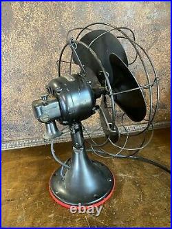 Vintage GE 12 Oscillating Table / Desk Fan w Brass Blades Works