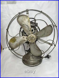 Vintage GE 3 Speed Brass Blade Fan Desktop for Restoration or Decoration