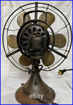 Vintage GE 6 Blade Brass Cage and Fan with Handle-Works-13 Vintage GE 6 Blade Brass Cage and Fan with Handle-Works-13