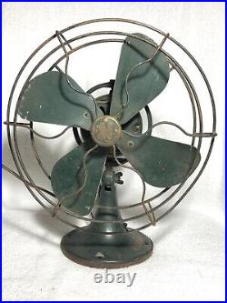 Vintage GE General Electric Oscillating Fan Small Size Wire Cage OD Green Works