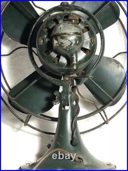 Vintage GE General Electric Oscillating Fan Small Size Wire Cage OD Green Works