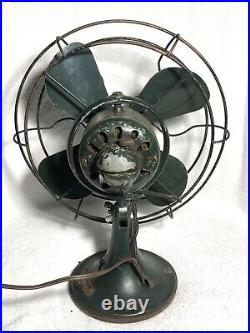Vintage GE General Electric Oscillating Fan Small Size Wire Cage OD Green Works