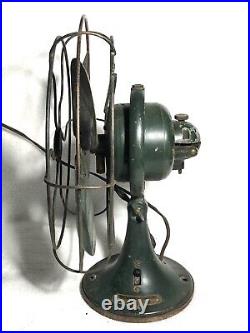 Vintage GE General Electric Oscillating Fan Small Size Wire Cage OD Green Works