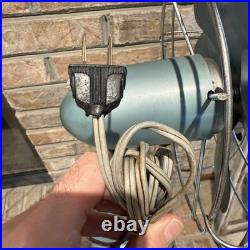 Vintage GE General Electric Pedestal Fan Works Industrial Mid Century Aqua Blue