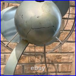 Vintage GE General Electric Pedestal Fan Works Industrial Mid Century Aqua Blue