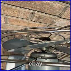 Vintage GE General Electric Pedestal Fan Works Industrial Mid Century Aqua Blue