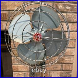 Vintage GE General Electric Pedestal Fan Works Industrial Mid Century Aqua Blue